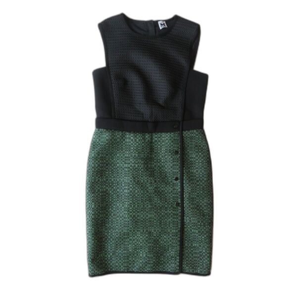 Dresses & Skirts - M MISSONI MADE IN ITALY TEXTURED SLEEVELESS DRESS GREEN BLACK MODEST LARGE
